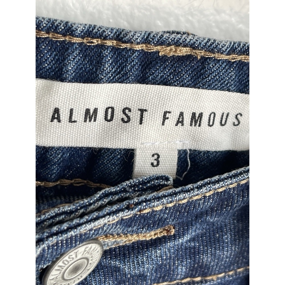 Almost Famous Women's Distressed Blue Denim Jeans, Size 3 - Picture 9 of 13